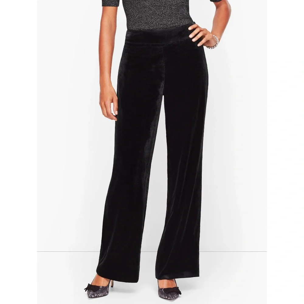 Talbots | Cozy Velvet Velour Elastic Waist Pull On Wide Legged Luxe Pants